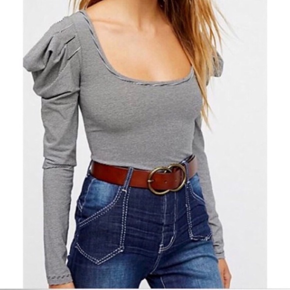 Free People Tops - NWT Free People Penelope Ruffle Shoulder Tee Top